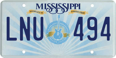 MS license plate LNU494