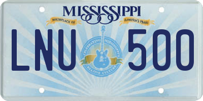 MS license plate LNU500