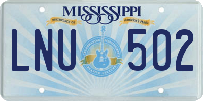 MS license plate LNU502