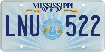 MS license plate LNU522