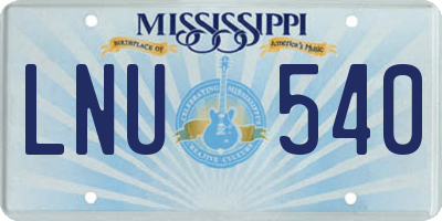 MS license plate LNU540