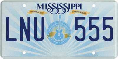 MS license plate LNU555