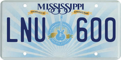 MS license plate LNU600