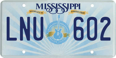 MS license plate LNU602