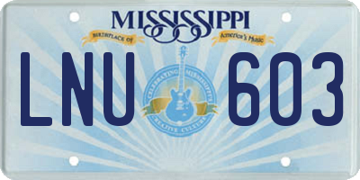MS license plate LNU603