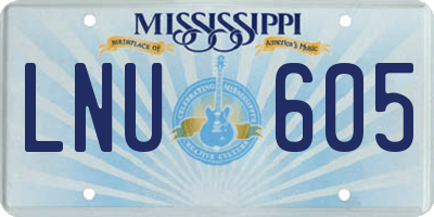 MS license plate LNU605