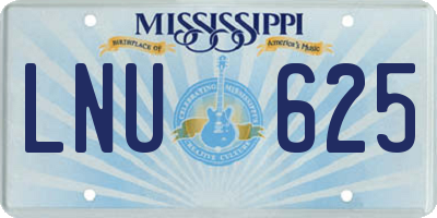 MS license plate LNU625