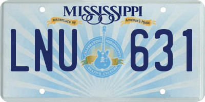MS license plate LNU631