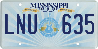 MS license plate LNU635