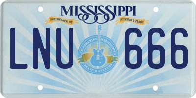MS license plate LNU666