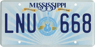 MS license plate LNU668