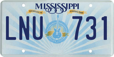 MS license plate LNU731