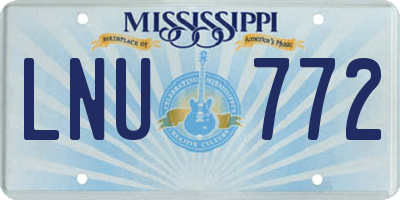 MS license plate LNU772