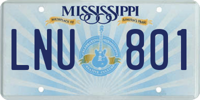 MS license plate LNU801