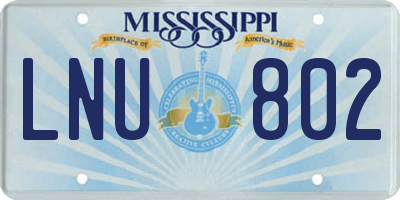 MS license plate LNU802