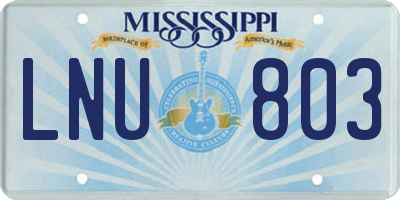 MS license plate LNU803
