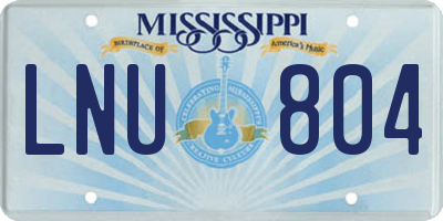 MS license plate LNU804