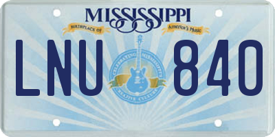 MS license plate LNU840