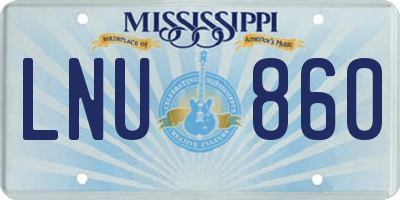 MS license plate LNU860