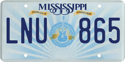 MS license plate LNU865
