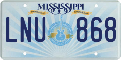 MS license plate LNU868