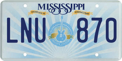 MS license plate LNU870
