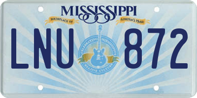 MS license plate LNU872