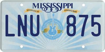 MS license plate LNU875