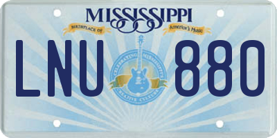MS license plate LNU880
