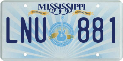 MS license plate LNU881