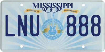MS license plate LNU888