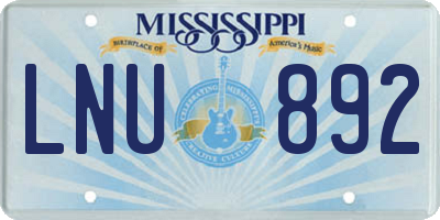 MS license plate LNU892
