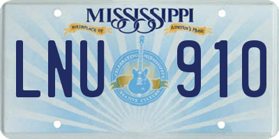 MS license plate LNU910