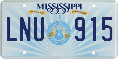MS license plate LNU915
