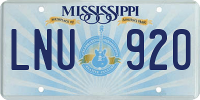 MS license plate LNU920