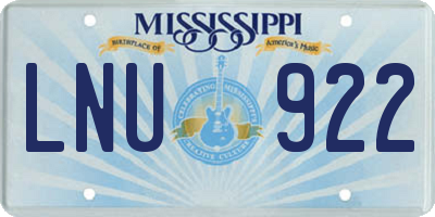MS license plate LNU922