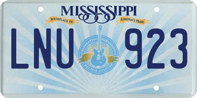 MS license plate LNU923