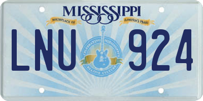 MS license plate LNU924
