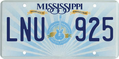 MS license plate LNU925