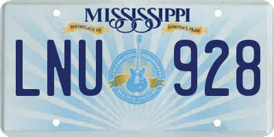 MS license plate LNU928