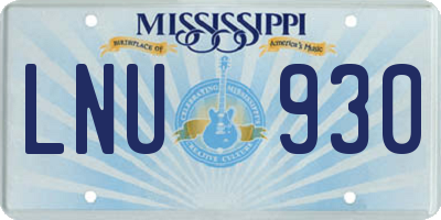 MS license plate LNU930
