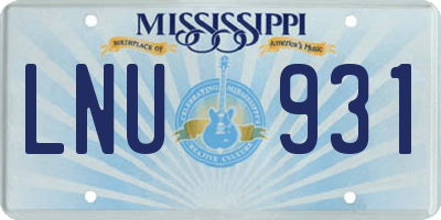 MS license plate LNU931