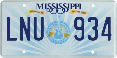 MS license plate LNU934
