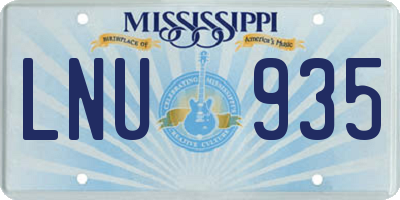 MS license plate LNU935