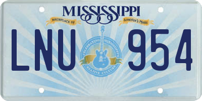 MS license plate LNU954