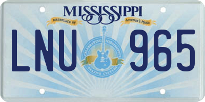 MS license plate LNU965