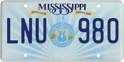 MS license plate LNU980