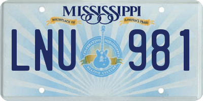 MS license plate LNU981