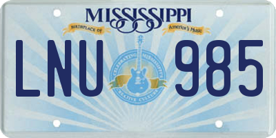 MS license plate LNU985