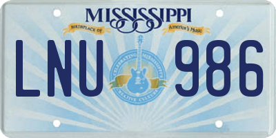 MS license plate LNU986